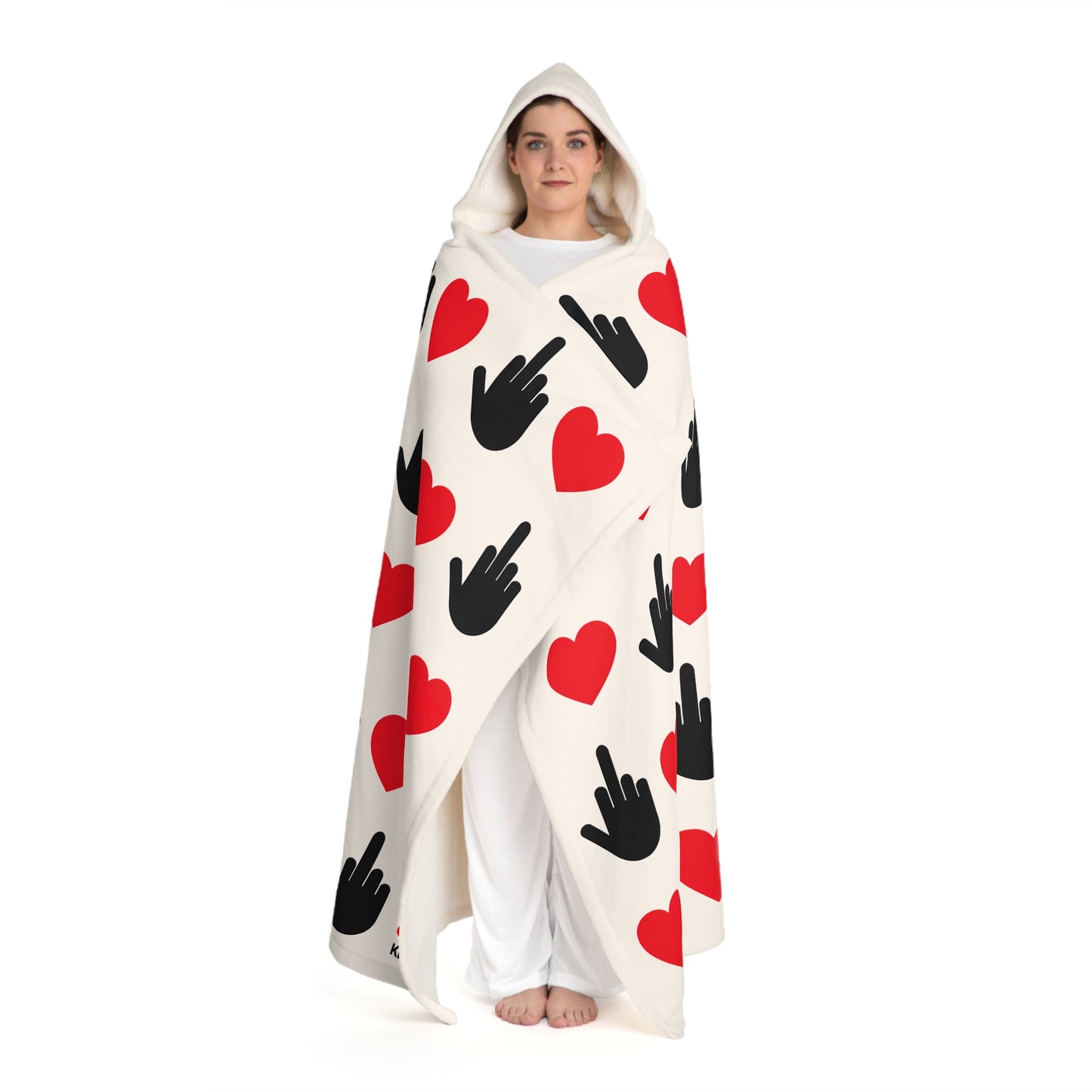 Hooded Sherpa Blanket – “Love-Hate AI” Cozy Fleece Wrap