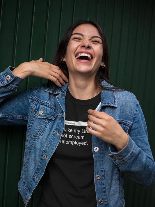 PERSONALIZABLE LinkedIn Tee – Write Your Own Desperate Search Bar on a Comfort Colors® Garment-Dyed Shirt (Dark Colors)
