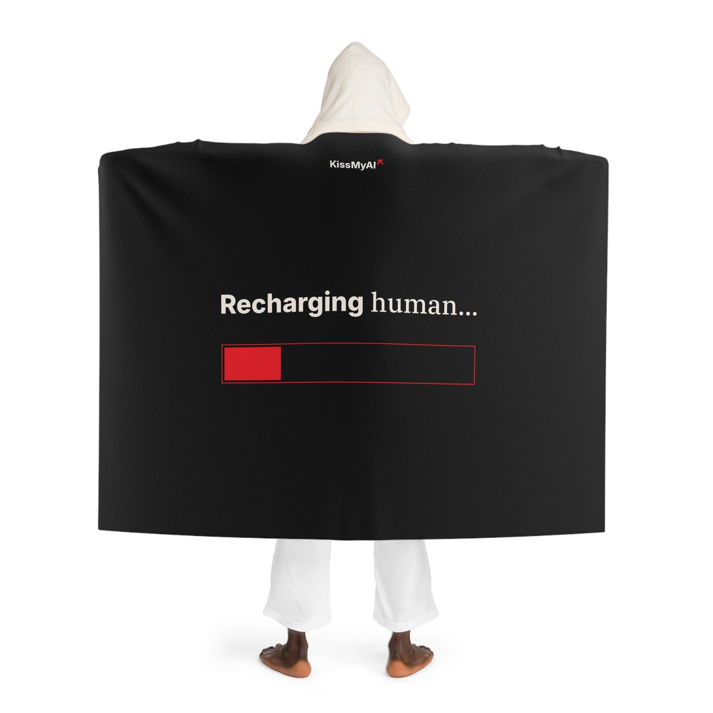 Hooded Sherpa Blanket – “Recharging Human” AI Fleece Wrap