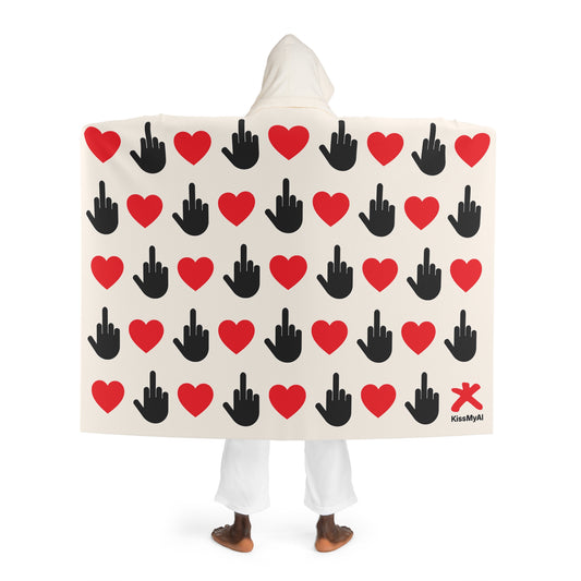 Hooded Sherpa Blanket – “Love-Hate AI” Cozy Fleece Wrap