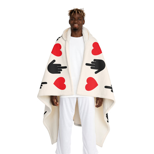 Hooded Sherpa Blanket – “Love-Hate AI” Cozy Fleece Wrap