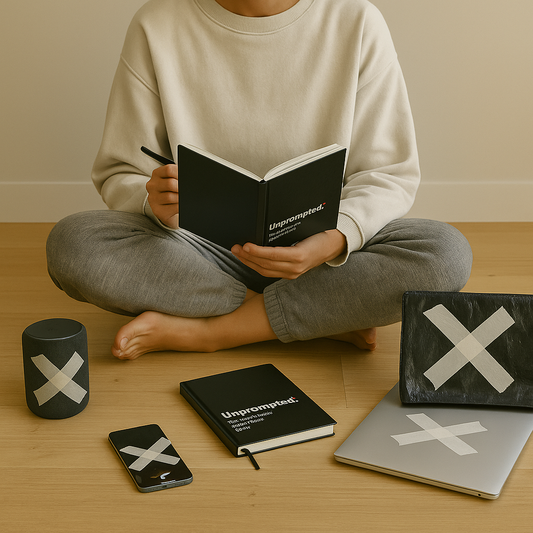 Unprompted.* Hardcover Journal — For Thoughts Not Generated by AI.